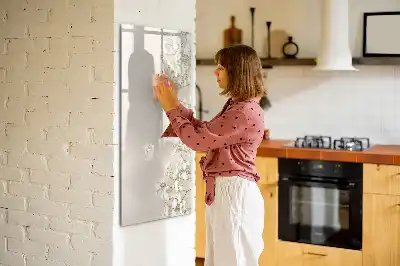 Magnetisch glazen memobord voor aan de muur subtiele bloemen