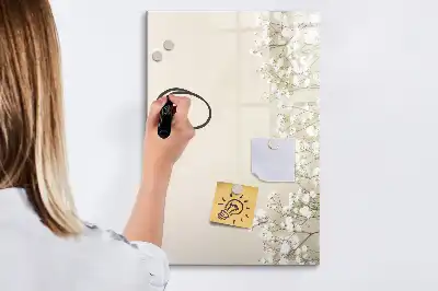 Magnetisch glazen memobord voor aan de muur subtiele bloemen