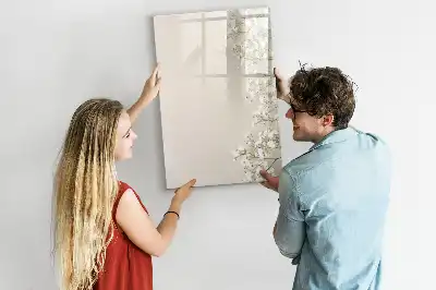 Magnetisch glazen memobord voor aan de muur subtiele bloemen