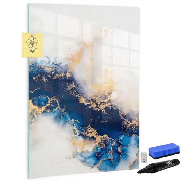 Glazen magneetbord met decoratieve print absoluut marmer