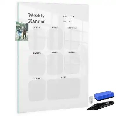 Magnetisch weekplanner memobord van glas voor aan de muur
