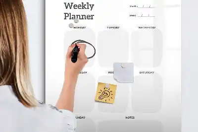 Magnetisch weekplanner memobord van glas voor aan de muur