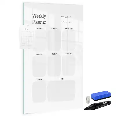 Magnetisch weekplanner memobord van glas voor aan de muur
