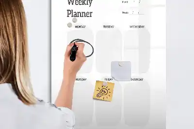 Magnetisch weekplanner memobord van glas voor aan de muur