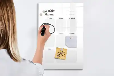 Magnetisch weekplanner memobord van glas voor aan de muur