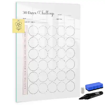 Magnetisch glazen memobord voor aan de muur 30-dagen uitdaging