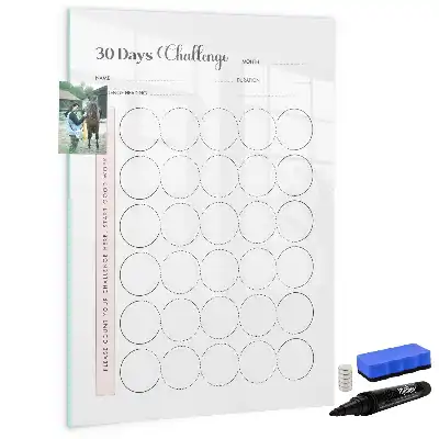 Magnetisch glazen memobord voor aan de muur 30-dagen uitdaging