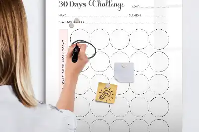 Magnetisch glazen memobord voor aan de muur 30-dagen uitdaging