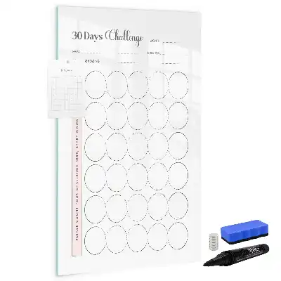 Magnetisch glazen memobord voor aan de muur 30-dagen uitdaging