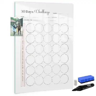 Magnetisch glazen memobord voor aan de muur 30-dagen uitdaging