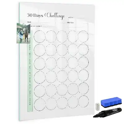 Magnetisch glazen memobord voor aan de muur uitdaging planner