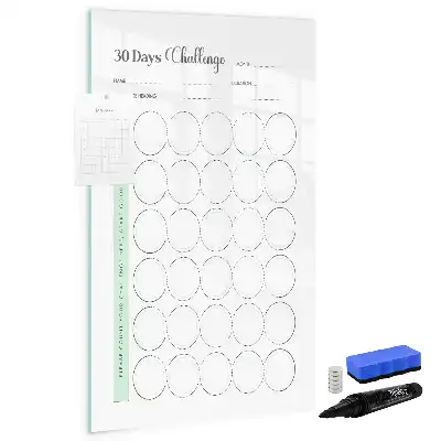Magnetisch glazen memobord voor aan de muur uitdaging planner
