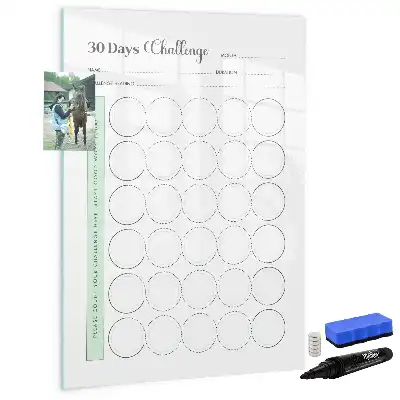 Magnetisch glazen memobord voor aan de muur uitdaging planner