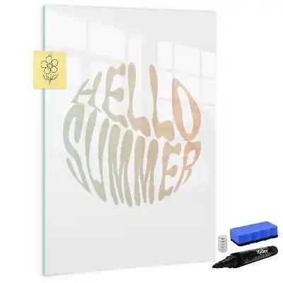 Glazen magneetbord met decoratieve Hallo zomer print