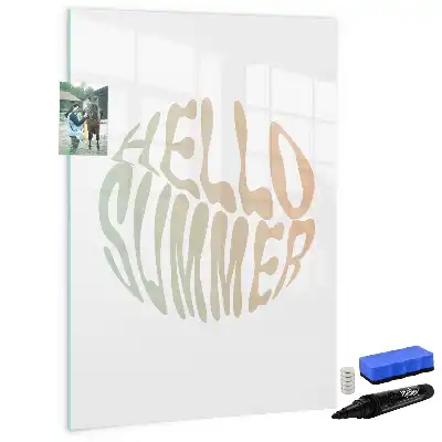 Glazen magneetbord met decoratieve Hallo zomer print
