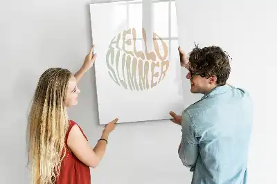 Glazen magneetbord met decoratieve Hallo zomer print