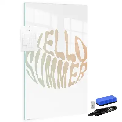 Glazen magneetbord met decoratieve Hallo zomer print