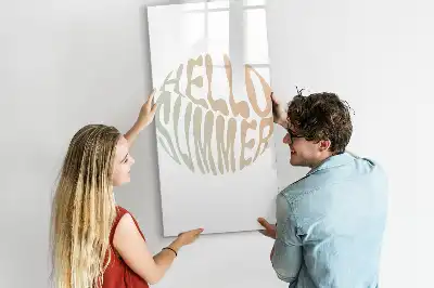 Glazen magneetbord met decoratieve Hallo zomer print