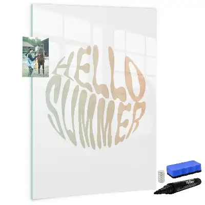Glazen magneetbord met decoratieve Hallo zomer print