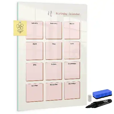 Magnetisch glazen memobord verjaardagskalender voor aan de muur