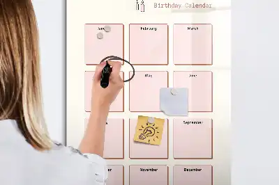 Magnetisch glazen memobord verjaardagskalender voor aan de muur