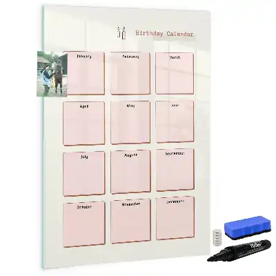 Magnetisch glazen memobord verjaardagskalender voor aan de muur