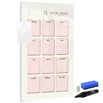 Magnetisch glazen memobord verjaardagskalender voor aan de muur