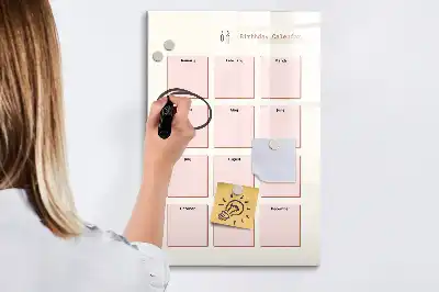 Magnetisch glazen memobord verjaardagskalender voor aan de muur