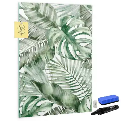 Glazen magneetbord met print van aquarel bladeren