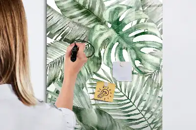 Glazen magneetbord met print van aquarel bladeren