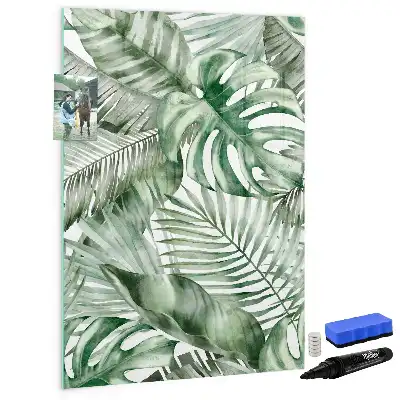 Glazen magneetbord met print van aquarel bladeren