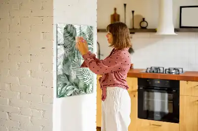 Glazen magneetbord met print van aquarel bladeren
