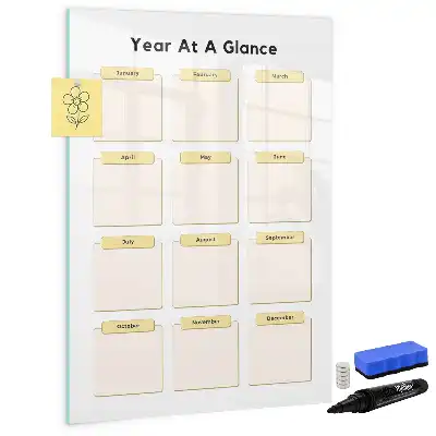 Magnetisch glazen jaarplanner voor aan de muur magneetbord van glas voor wandmontage