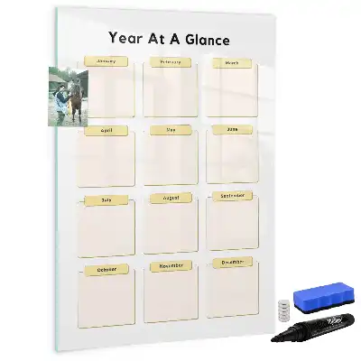 Magnetisch glazen jaarplanner voor aan de muur magneetbord van glas voor wandmontage