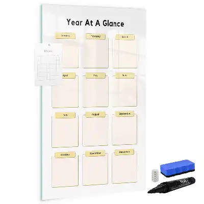 Magnetisch glazen jaarplanner voor aan de muur magneetbord van glas voor wandmontage