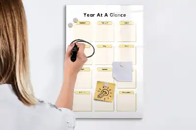 Magnetisch glazen jaarplanner voor aan de muur magneetbord van glas voor wandmontage