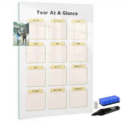 Magnetisch glazen jaarplanner voor aan de muur magneetbord van glas voor wandmontage