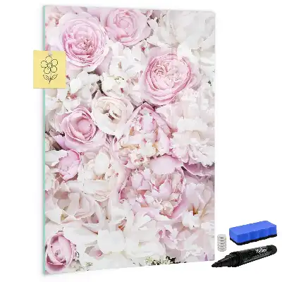 Magnetisch glazen memobord voor aan de muur rozen