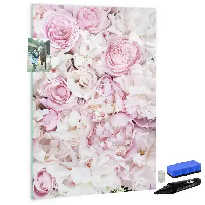 Magnetisch glazen memobord voor aan de muur rozen