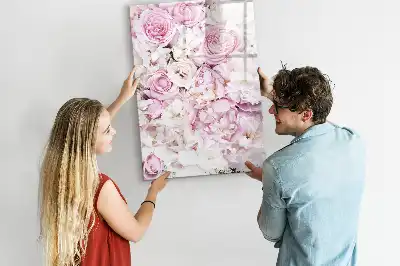 Magnetisch glazen memobord voor aan de muur rozen