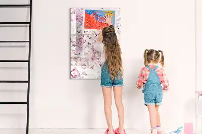 Magnetisch glazen memobord voor aan de muur rozen