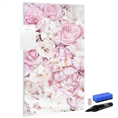 Magnetisch glazen memobord voor aan de muur rozen