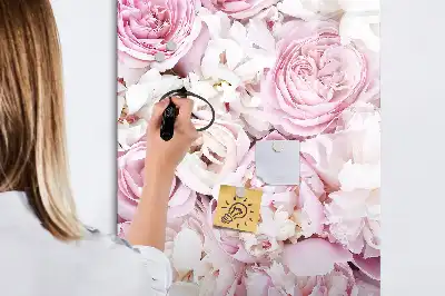 Magnetisch glazen memobord voor aan de muur rozen