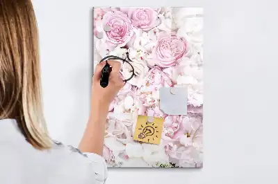 Magnetisch glazen memobord voor aan de muur rozen