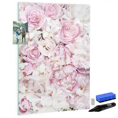 Magnetisch glazen memobord voor aan de muur rozen