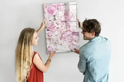 Magnetisch glazen memobord voor aan de muur rozen