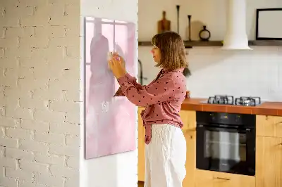 Magnetisch glazen memobord voor aan de muur met subtiele veren