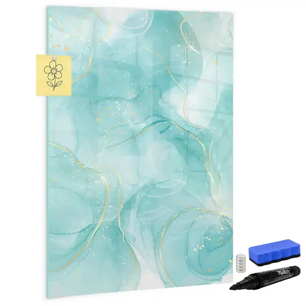 Magnetisch glazen memobord met abstract marmerdessin
