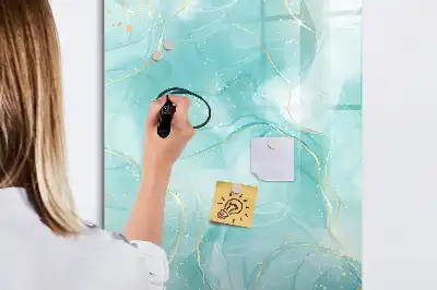 Magnetisch glazen memobord met abstract marmerdessin