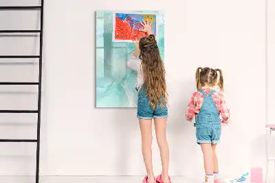 Magnetisch glazen memobord met abstract marmerdessin
